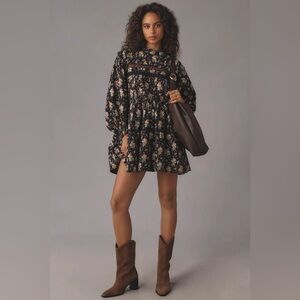 NWT Anthropologie Pilcro long sleeve mock neck swing mini dress sz xs